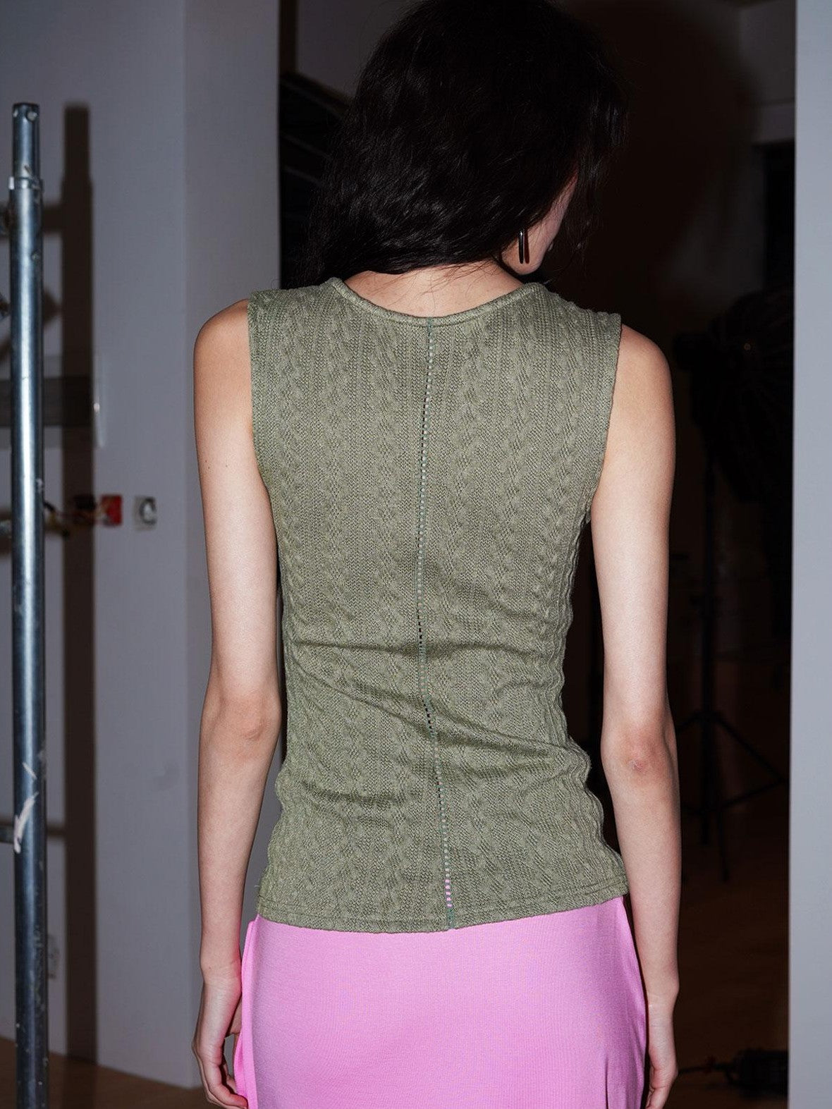 badtaste Colorblock Floral Jacquard Slim Fit Women's Knitted Tank Tops