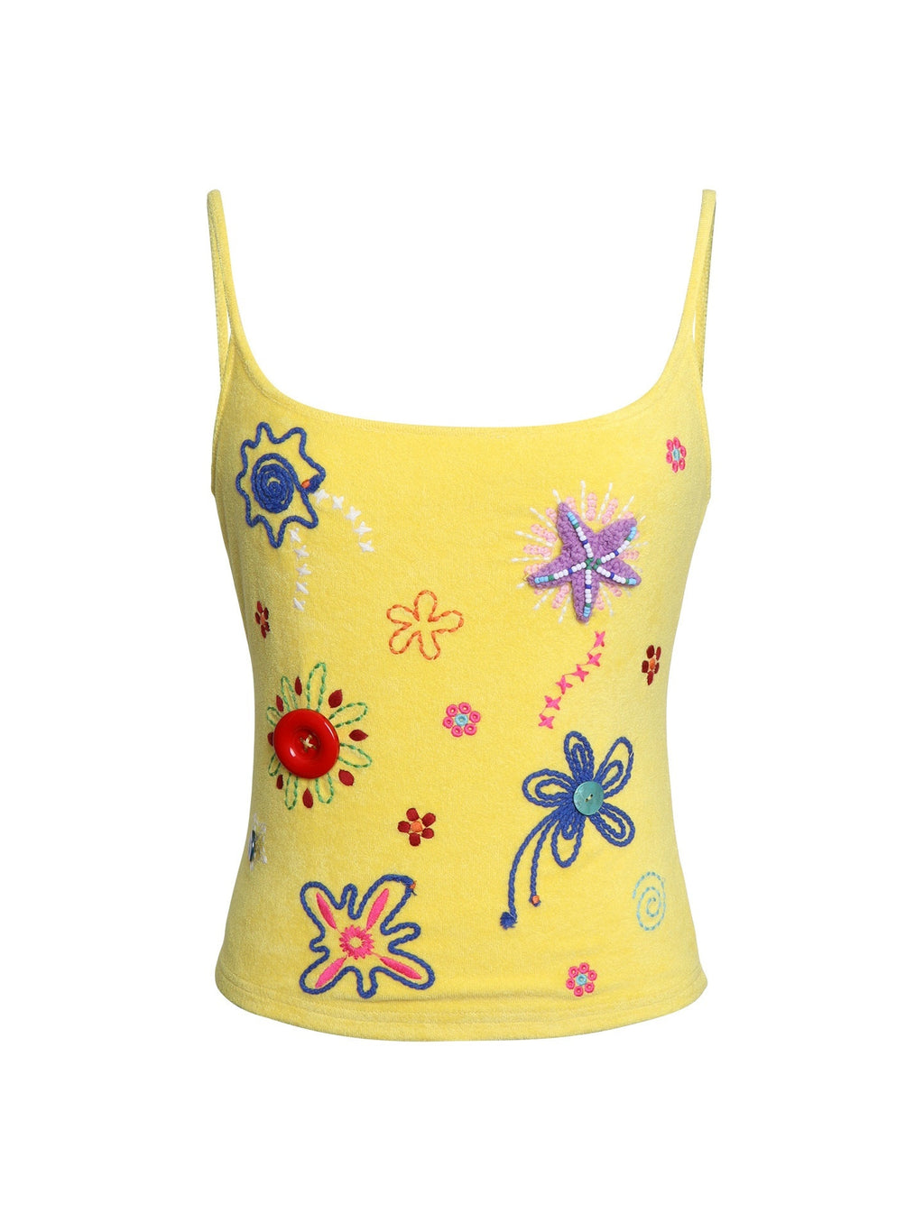 badtaste_Colorblock_Floral_Rope_Embroidery_U_Neck_Women's_Terry_Knit_Camisoles_1044454783856_MISSTT