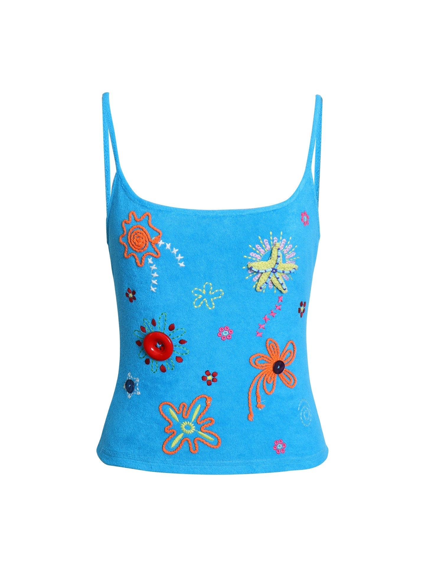 badtaste_Colorblock_Floral_Rope_Embroidery_U_Neck_Women's_Terry_Knit_Camisoles_1044454783856_MISSTT