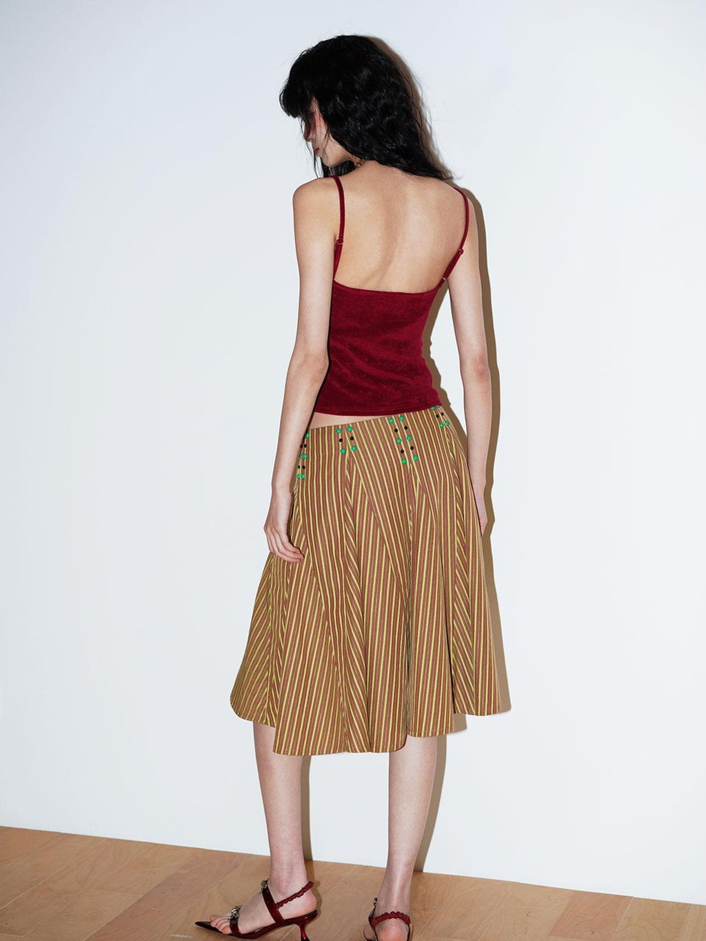 badtaste Colorblock Floral Rope Embroidery U Neck Women's Terry Knit Camisoles