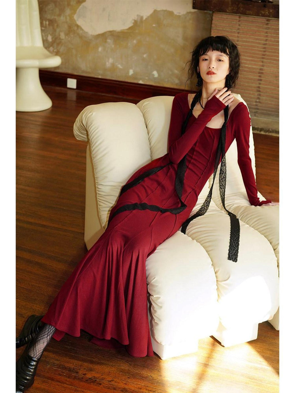 badtaste Convertible Vintage Slim Split Fishtail U Neck Women's Bodycon Maxi Dresses