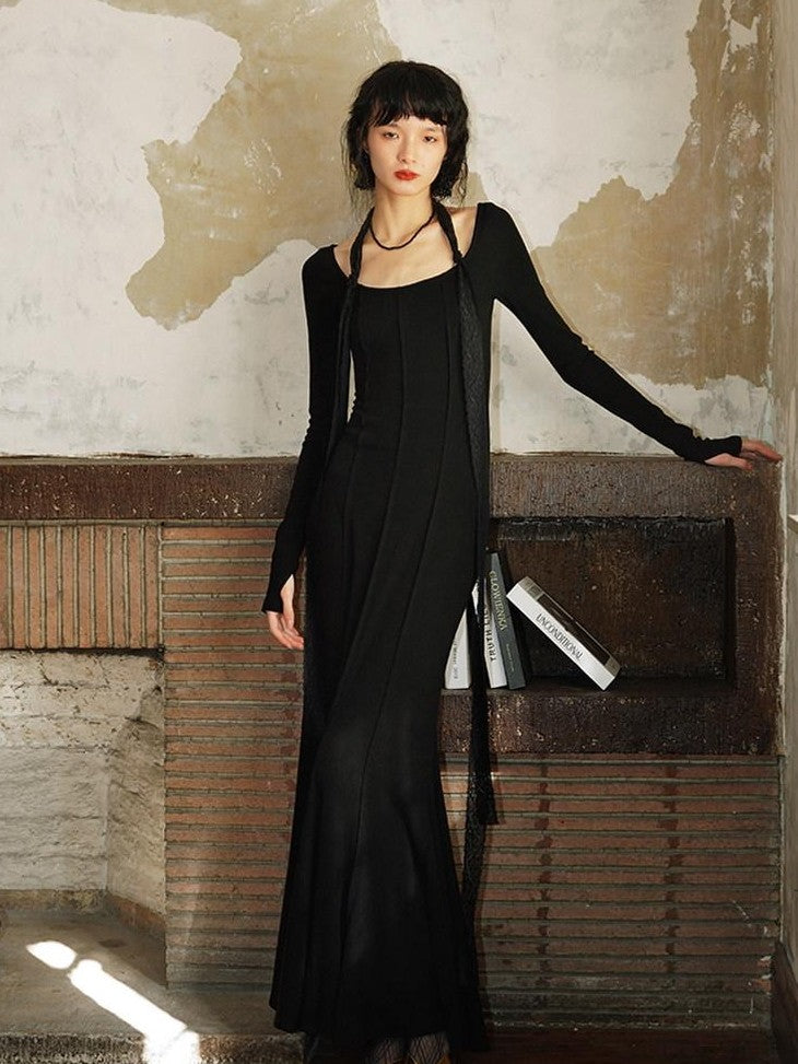badtaste Convertible Vintage Slim Split Fishtail U Neck Women's Bodycon Maxi Dresses