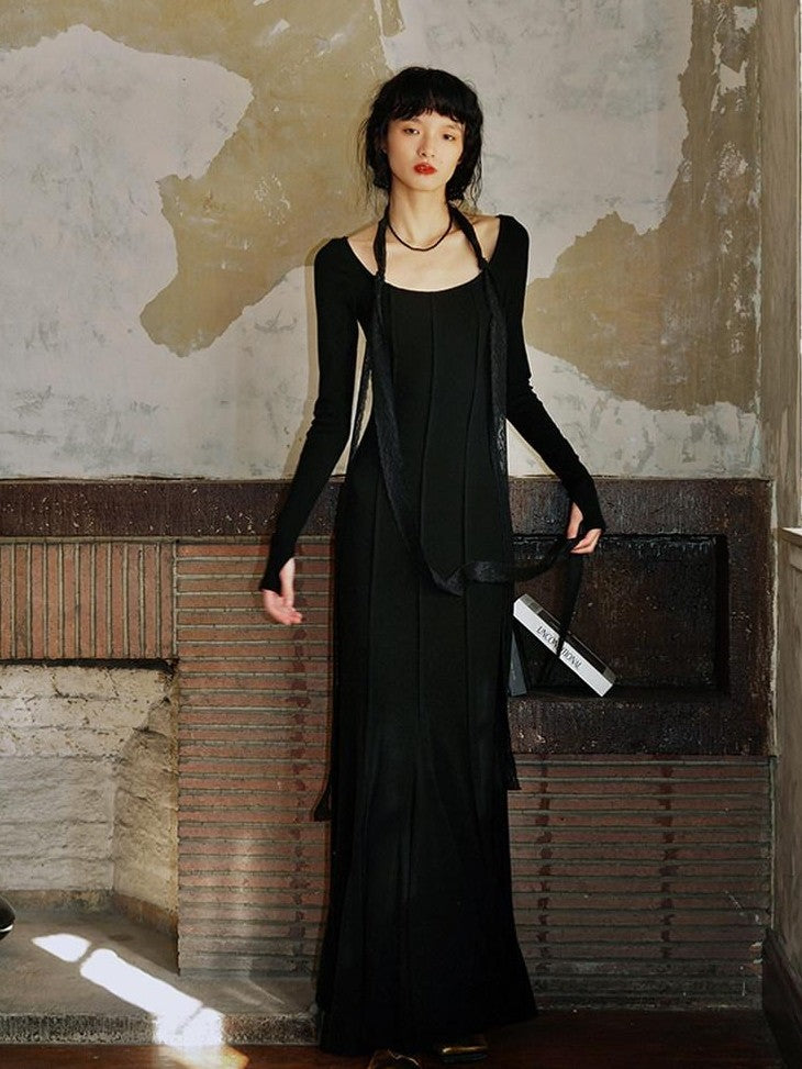 badtaste Convertible Vintage Slim Split Fishtail U Neck Women's Bodycon Maxi Dresses