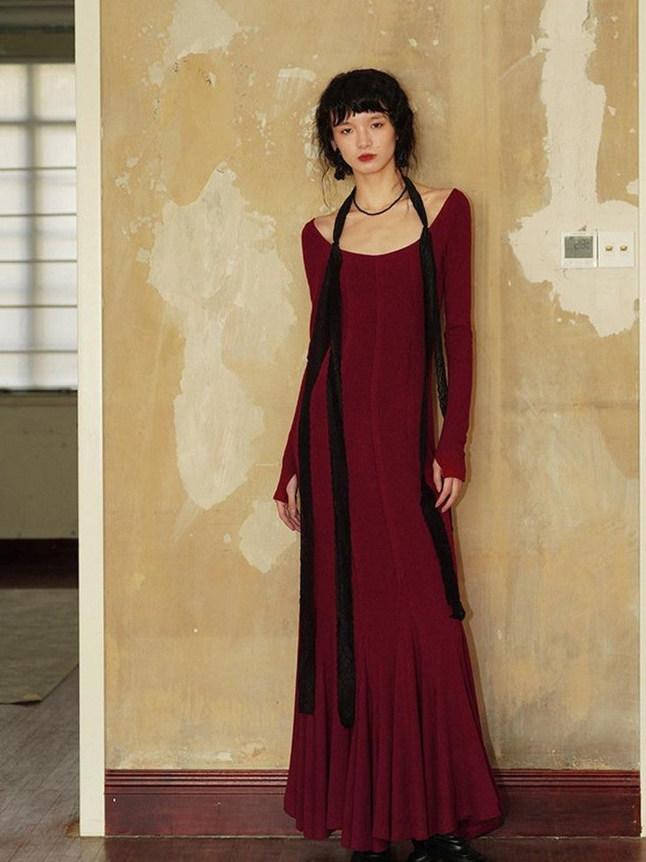 badtaste Convertible Vintage Slim Split Fishtail U Neck Women's Bodycon Maxi Dresses