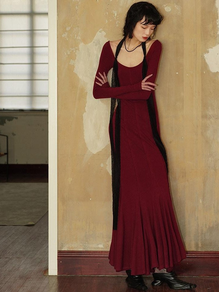 badtaste Convertible Vintage Slim Split Fishtail U Neck Women's Bodycon Maxi Dresses