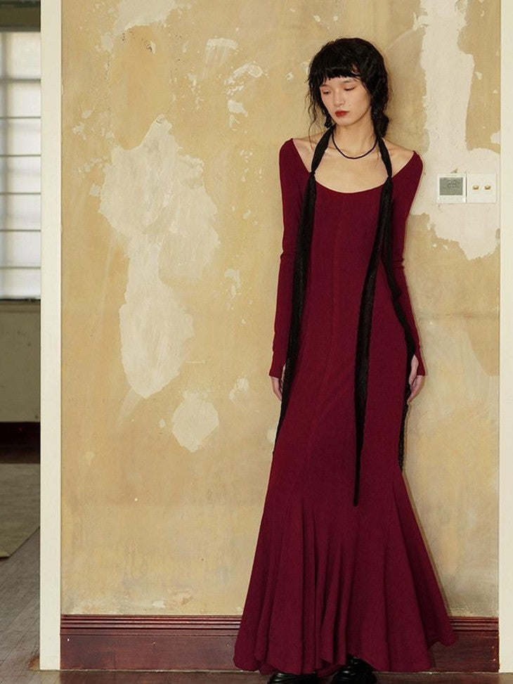 badtaste Convertible Vintage Slim Split Fishtail U Neck Women's Bodycon Maxi Dresses