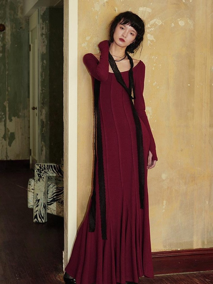 badtaste Convertible Vintage Slim Split Fishtail U Neck Women's Bodycon Maxi Dresses