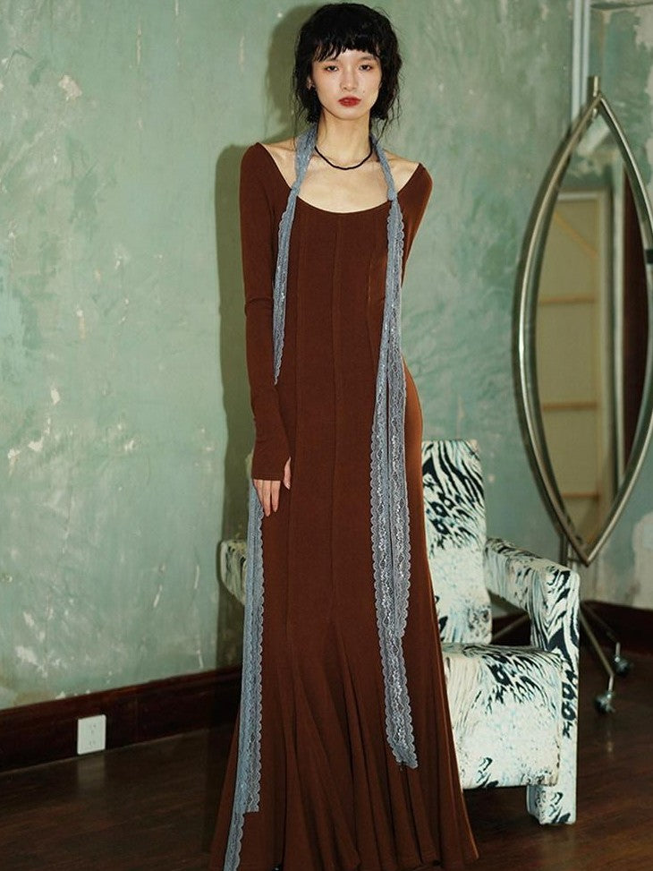 badtaste Convertible Vintage Slim Split Fishtail U Neck Women's Bodycon Maxi Dresses