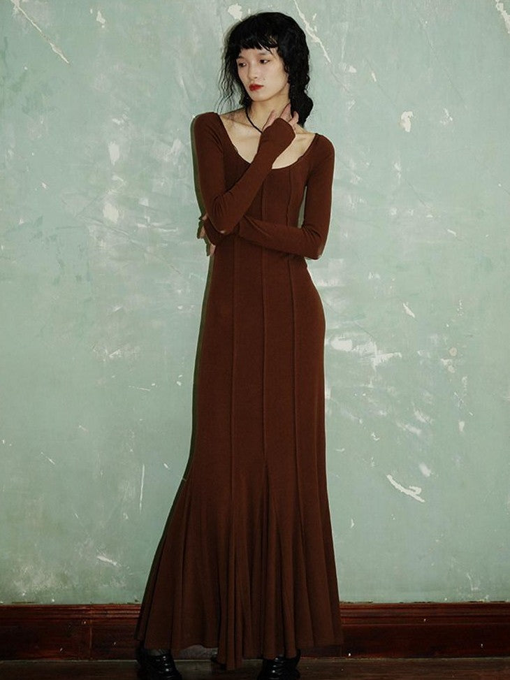 badtaste Convertible Vintage Slim Split Fishtail U Neck Women's Bodycon Maxi Dresses