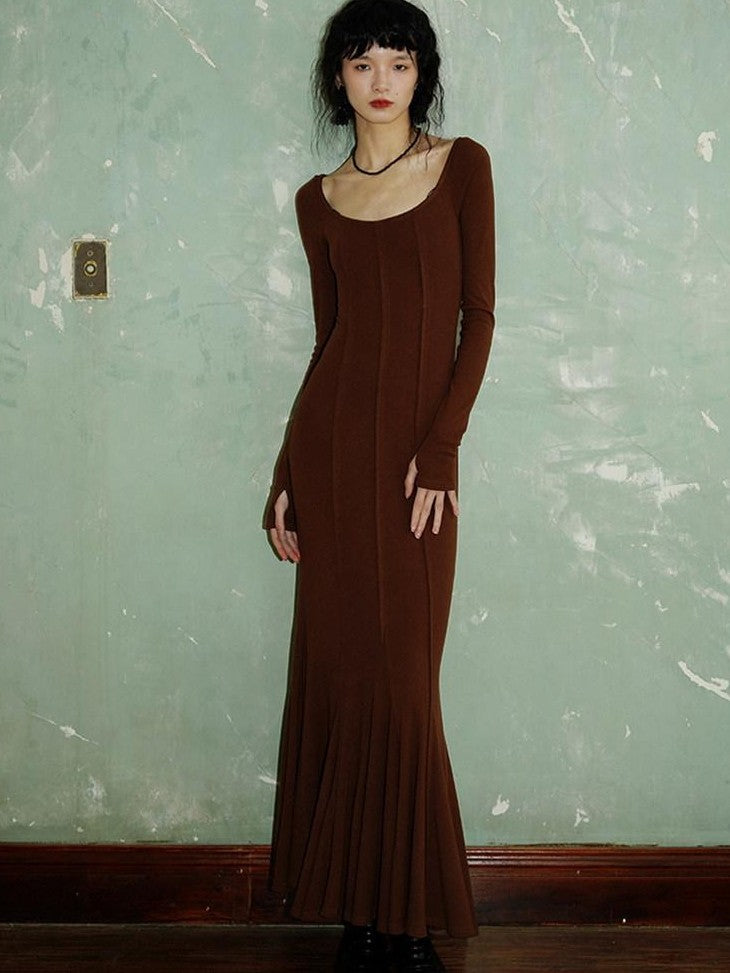 badtaste Convertible Vintage Slim Split Fishtail U Neck Women's Bodycon Maxi Dresses