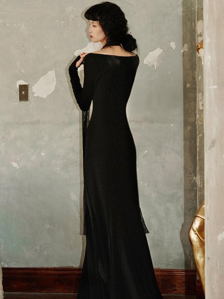 badtaste Convertible Vintage Slim Split Fishtail U Neck Women's Bodycon Maxi Dresses
