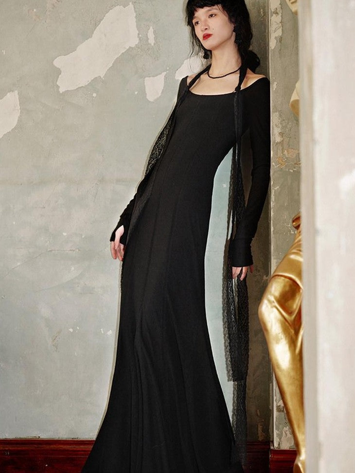 badtaste Convertible Vintage Slim Split Fishtail U Neck Women's Bodycon Maxi Dresses