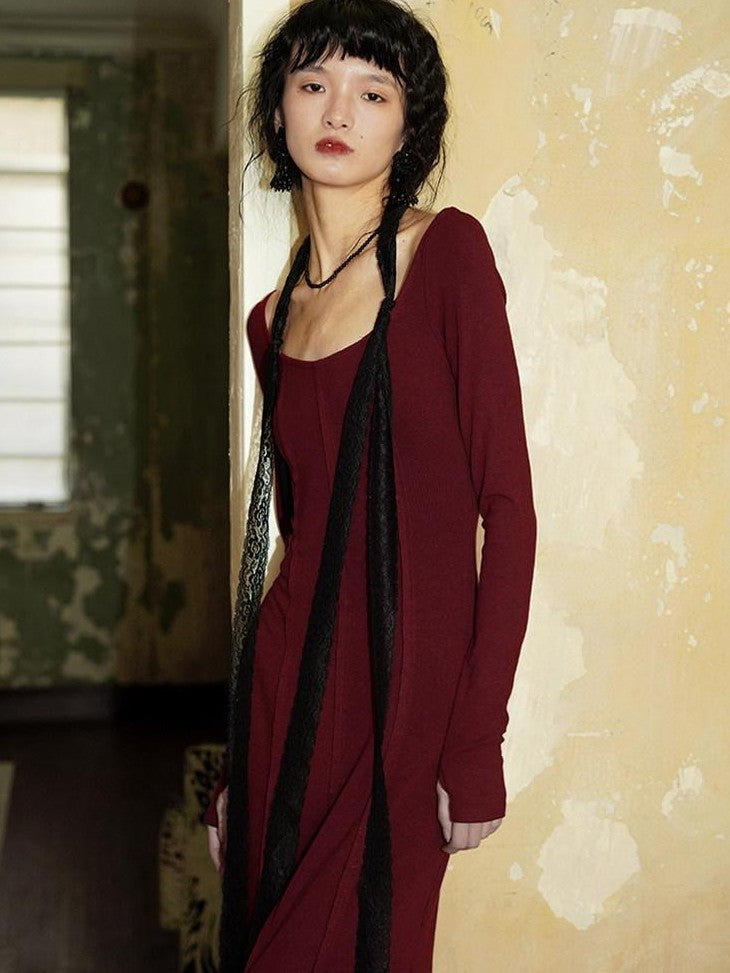 badtaste Convertible Vintage Slim Split Fishtail U Neck Women's Bodycon Maxi Dresses