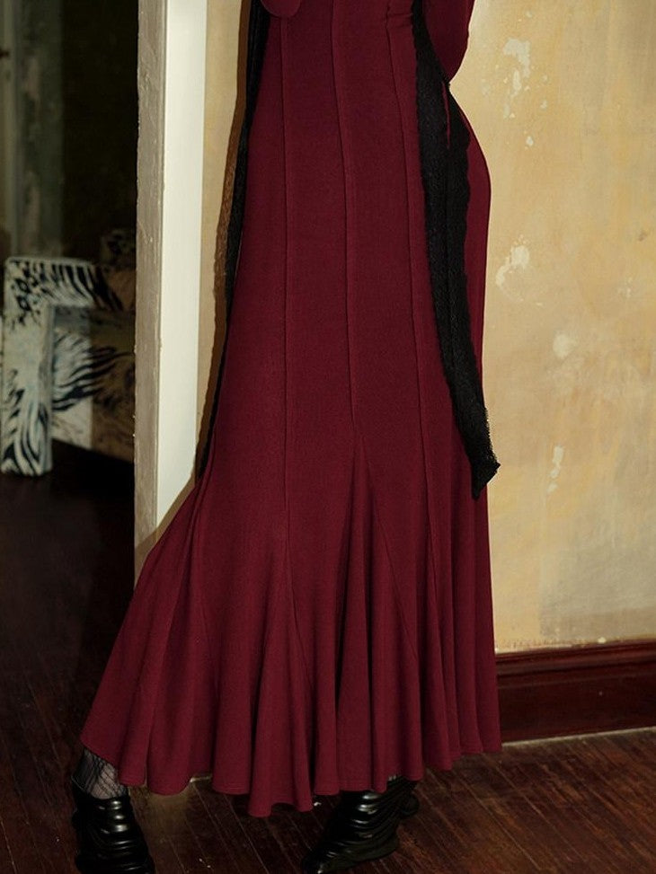badtaste Convertible Vintage Slim Split Fishtail U Neck Women's Bodycon Maxi Dresses