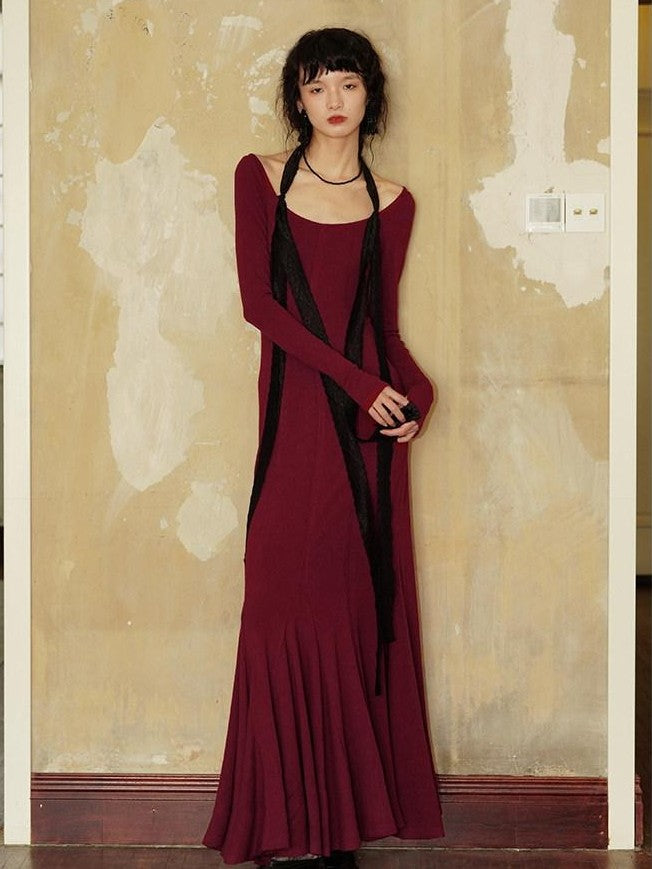 badtaste Convertible Vintage Slim Split Fishtail U Neck Women's Bodycon Maxi Dresses