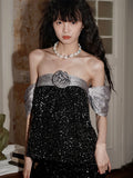 badtaste_Custom_Sequin_3d_Floral_Strapless_Loose_Cropped_Women's_Tube_Tops_805403205341_MISSTT