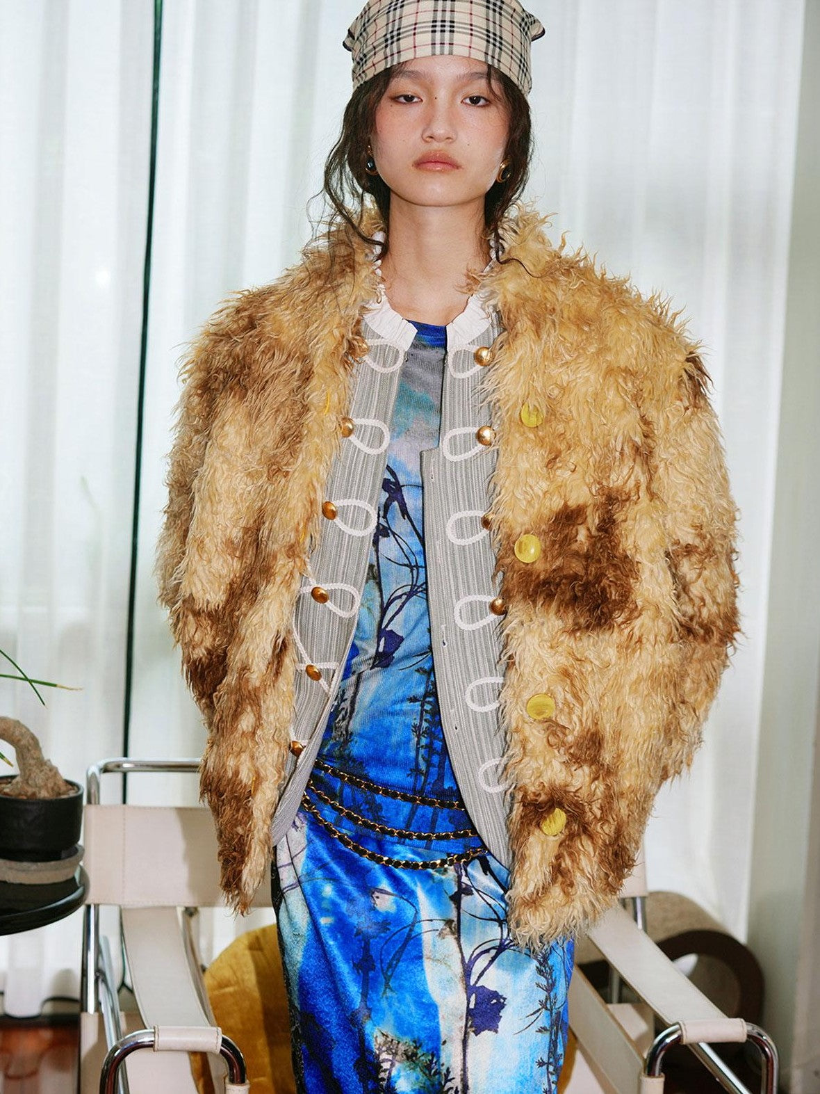 badtaste Dark Western Vintage Stand Collar Cropped Button Women's Plush Faux Fur Coats