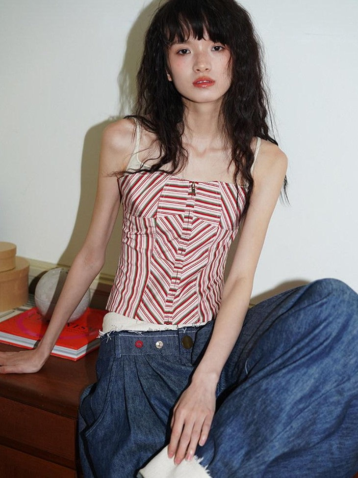 badtaste Denim Blue Western Retro Low Waist Women's Linen Cotton Wide-leg Jeans
