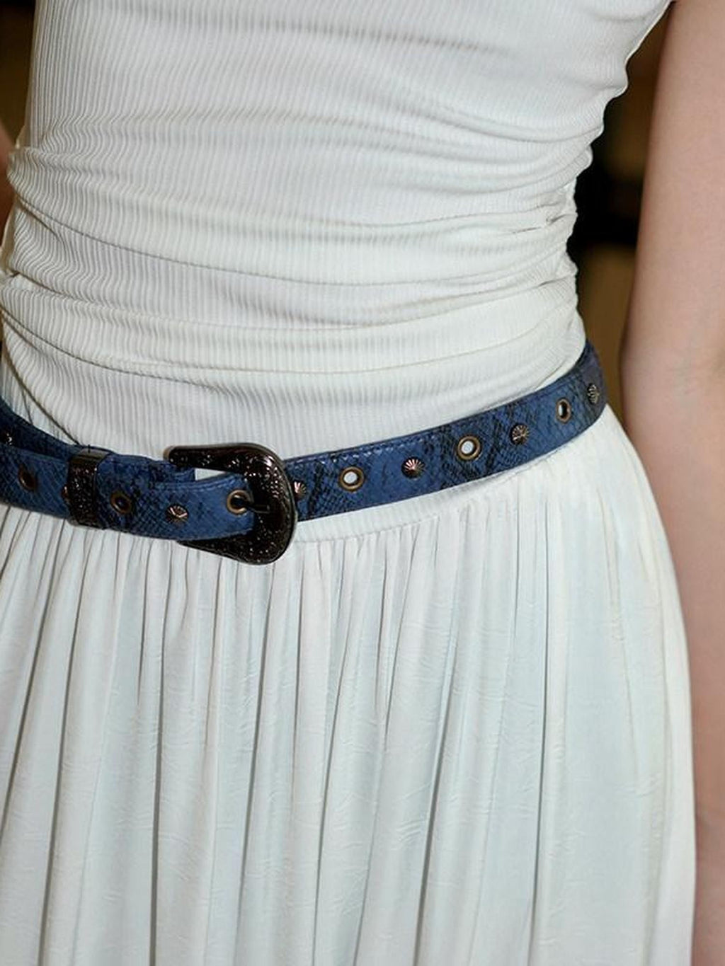 Edgy Western Niche Design Women's Pu Versatile Cool Blue Apricot Belts