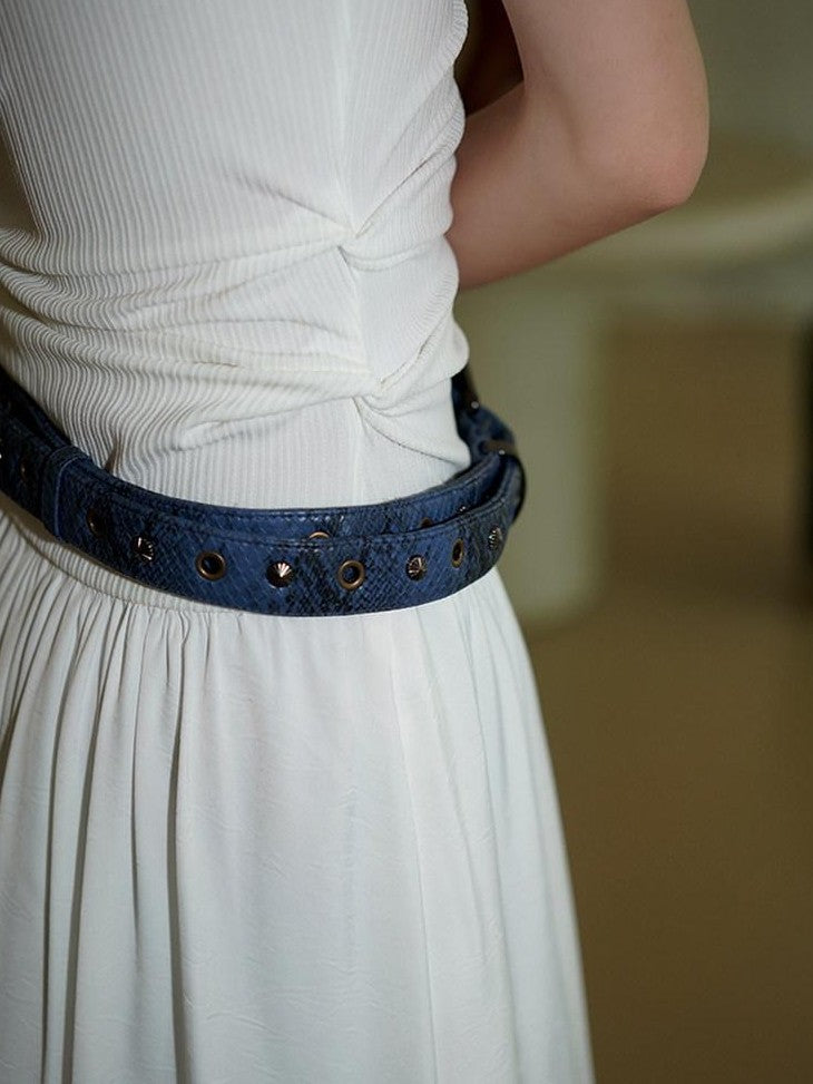 Edgy Western Niche Design Women's Pu Versatile Cool Blue Apricot Belts
