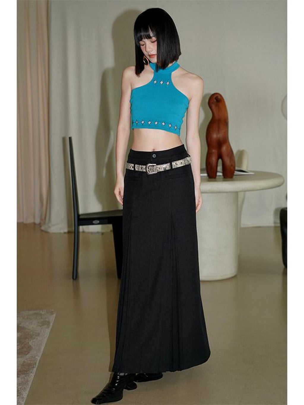 Edgy Western Niche Design Women's Pu Versatile Cool Blue Apricot Belts