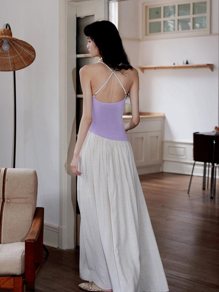 badtaste Embroidered Burnout Patchwork New Chinese Style Women's Slim Slip Maxi Dresses
