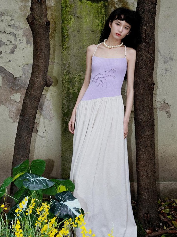 badtaste Embroidered Burnout Patchwork New Chinese Style Women's Slim Slip Maxi Dresses