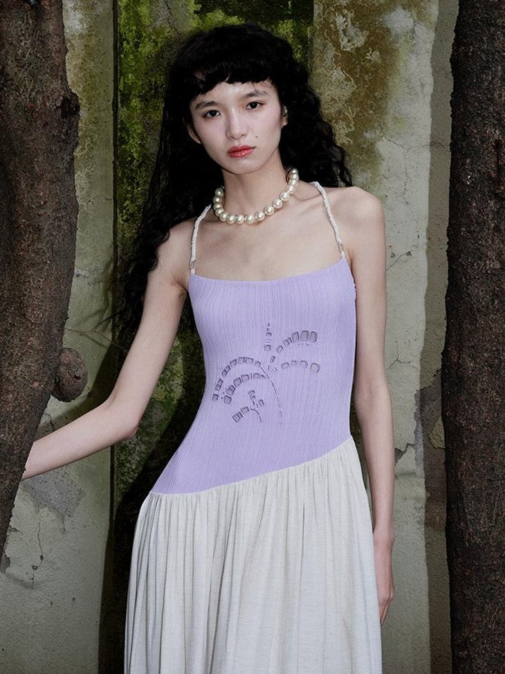 badtaste Embroidered Burnout Patchwork New Chinese Style Women's Slim Slip Maxi Dresses