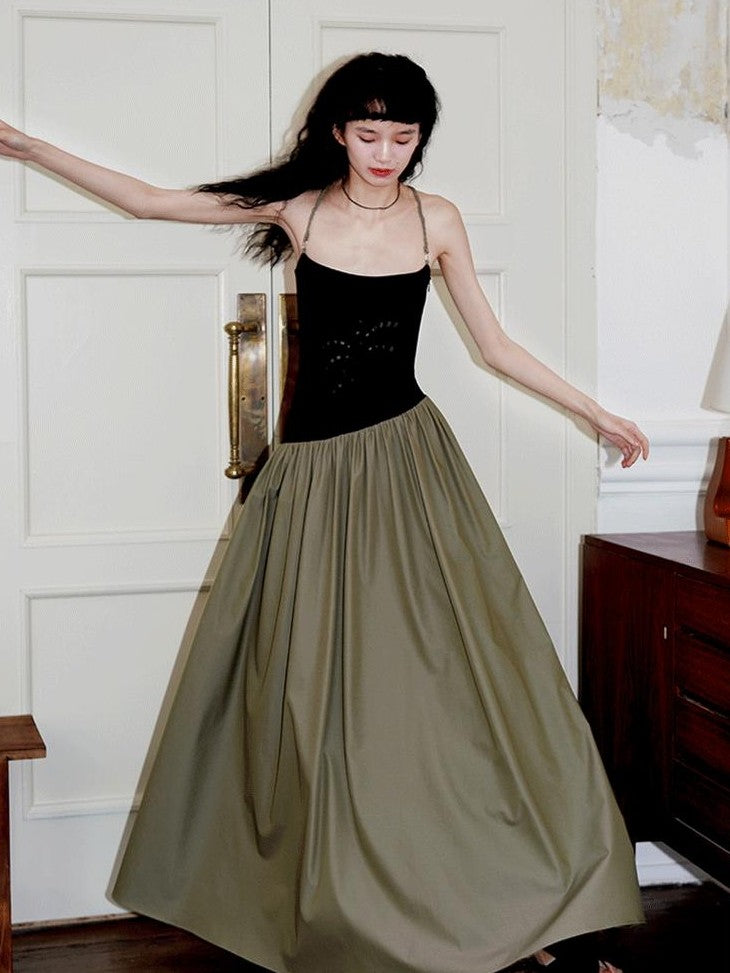 badtaste Embroidered Burnout Patchwork New Chinese Style Women's Slim Slip Maxi Dresses