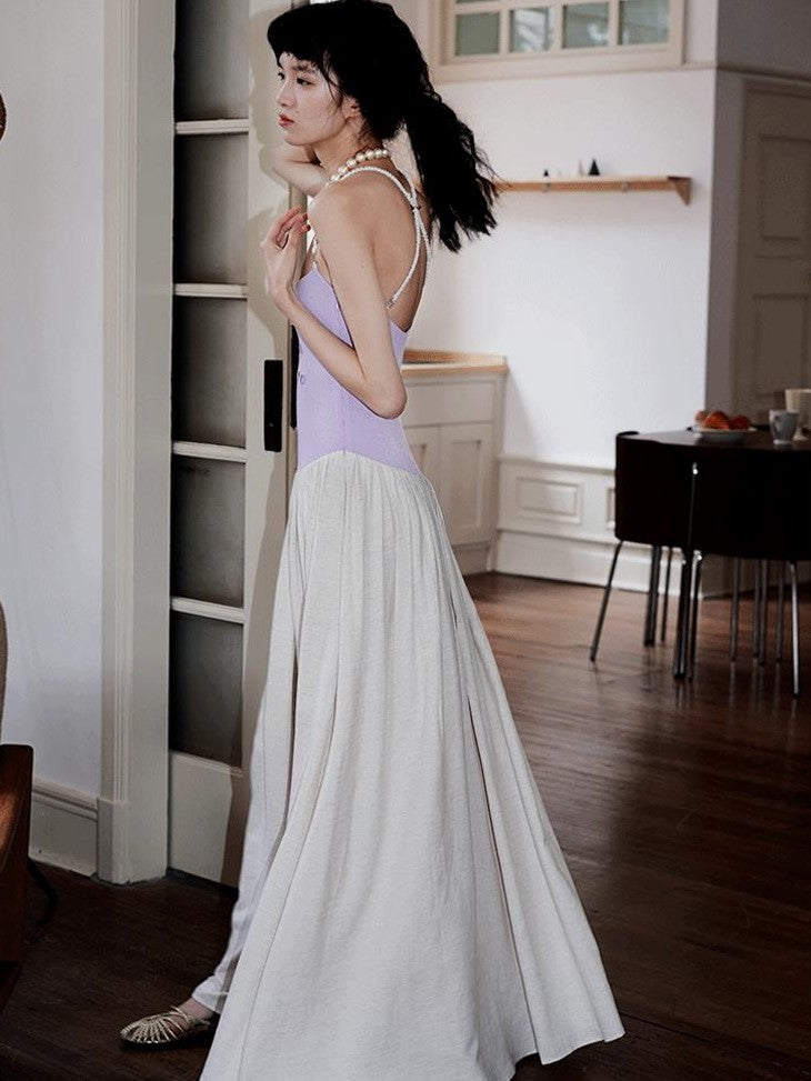 badtaste Embroidered Burnout Patchwork New Chinese Style Women's Slim Slip Maxi Dresses