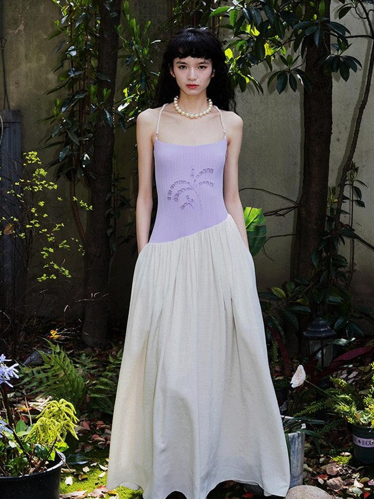 badtaste Embroidered Burnout Patchwork New Chinese Style Women's Slim Slip Maxi Dresses
