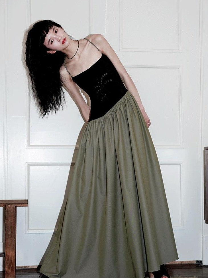 badtaste Embroidered Burnout Patchwork New Chinese Style Women's Slim Slip Maxi Dresses