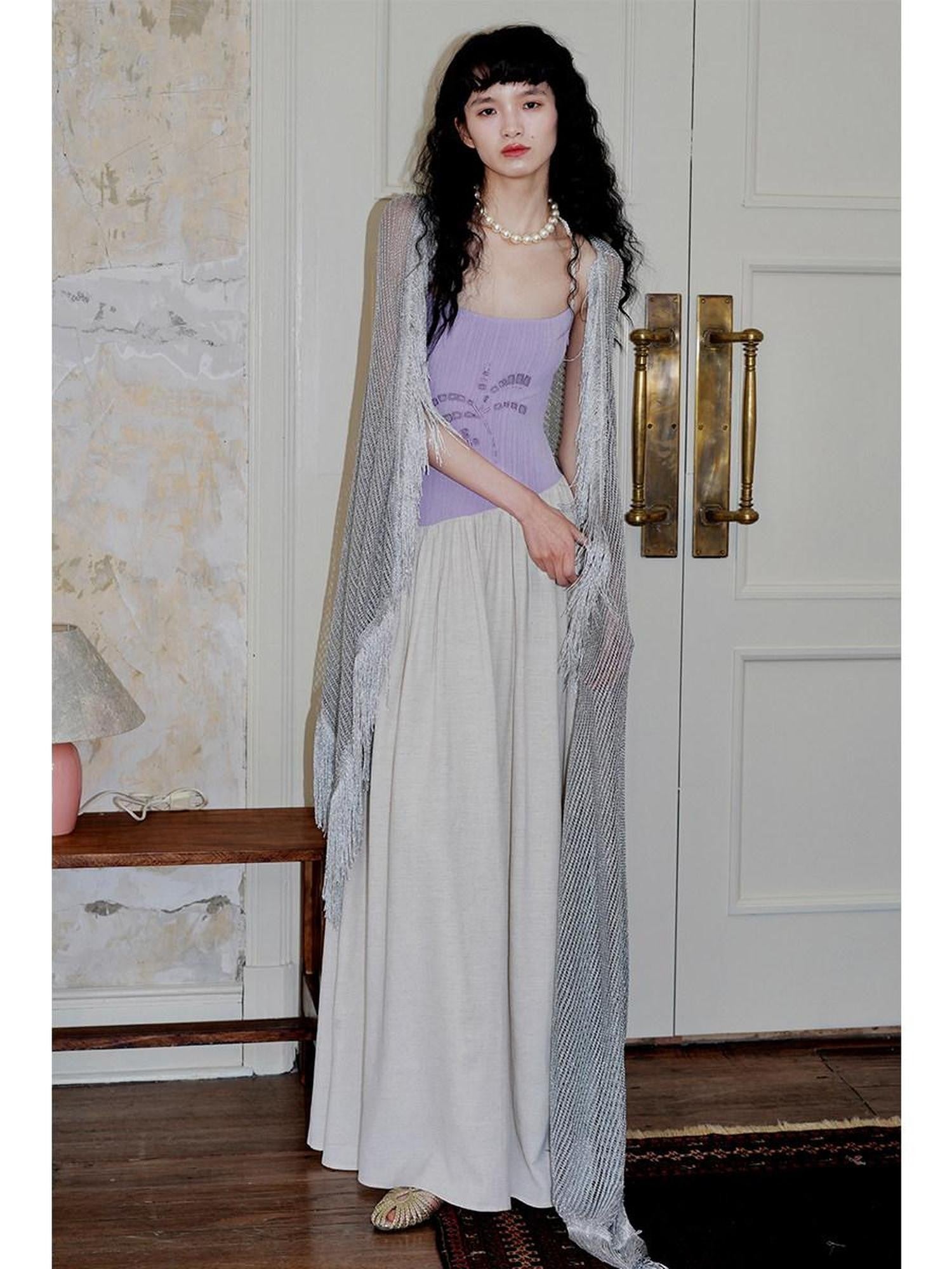 badtaste Embroidered Burnout Patchwork New Chinese Style Women's Slim Slip Maxi Dresses