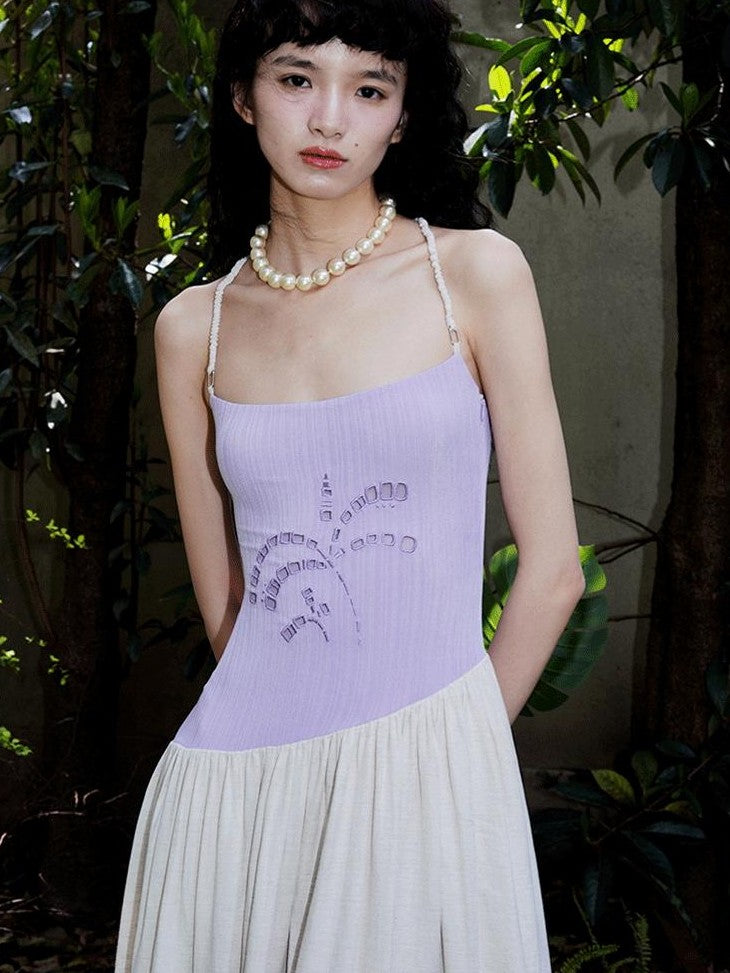 badtaste Embroidered Burnout Patchwork New Chinese Style Women's Slim Slip Maxi Dresses