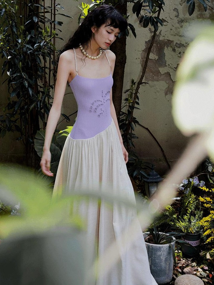 badtaste Embroidered Burnout Patchwork New Chinese Style Women's Slim Slip Maxi Dresses