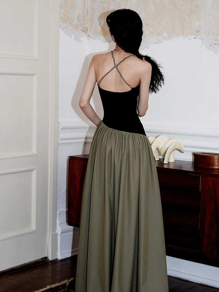 badtaste Embroidered Burnout Patchwork New Chinese Style Women's Slim Slip Maxi Dresses