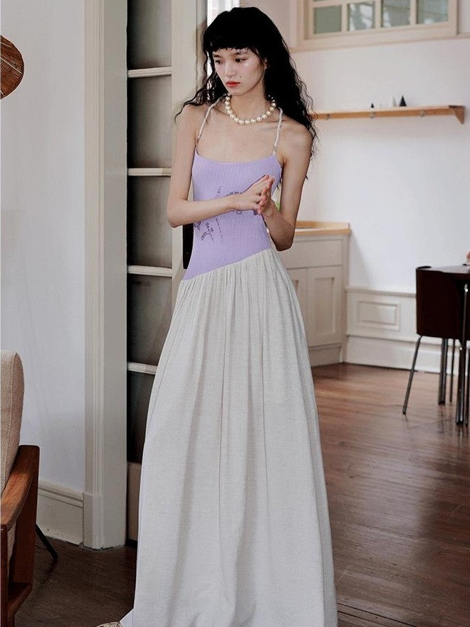 badtaste Embroidered Burnout Patchwork New Chinese Style Women's Slim Slip Maxi Dresses