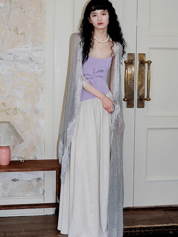 badtaste Embroidered Burnout Patchwork New Chinese Style Women's Slim Slip Maxi Dresses