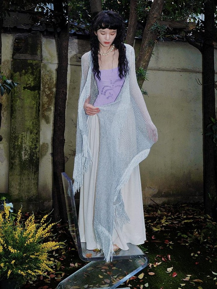 badtaste Embroidered Burnout Patchwork New Chinese Style Women's Slim Slip Maxi Dresses