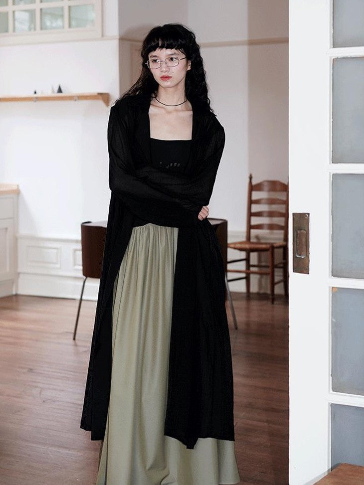 badtaste Embroidered Burnout Patchwork New Chinese Style Women's Slim Slip Maxi Dresses