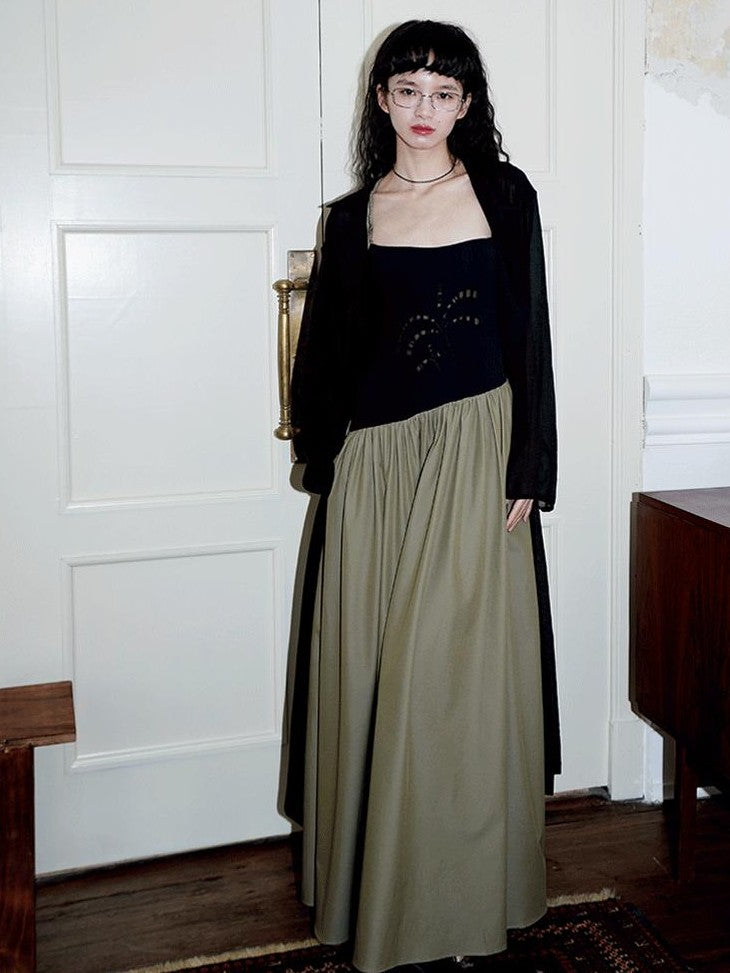 badtaste Embroidered Burnout Patchwork New Chinese Style Women's Slim Slip Maxi Dresses