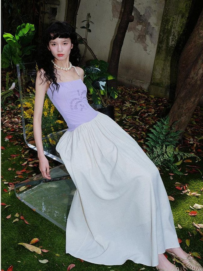 badtaste Embroidered Burnout Patchwork New Chinese Style Women's Slim Slip Maxi Dresses