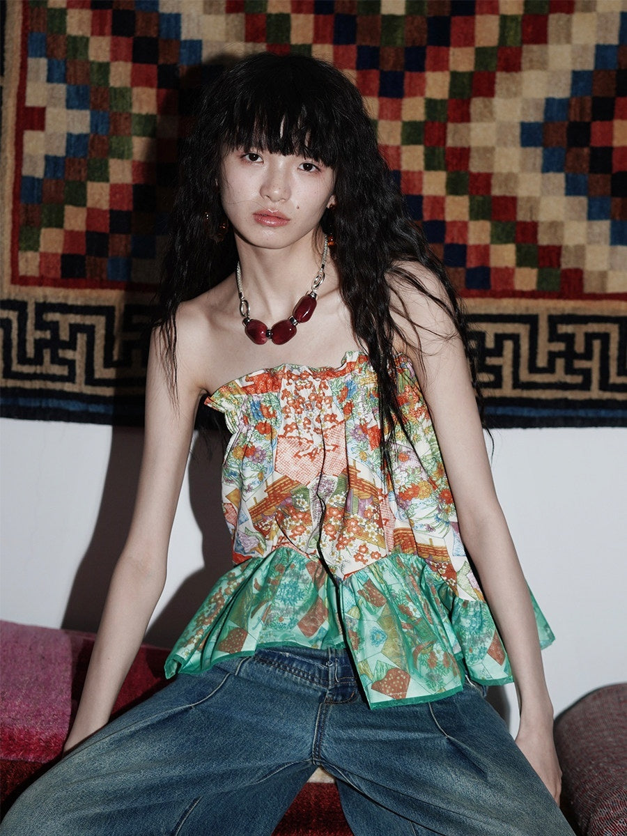 badtaste_Floral_Print_Patchwork_Vintage_Cropped_Short_Women's_Tube_Tops_794479323980_MISSTT