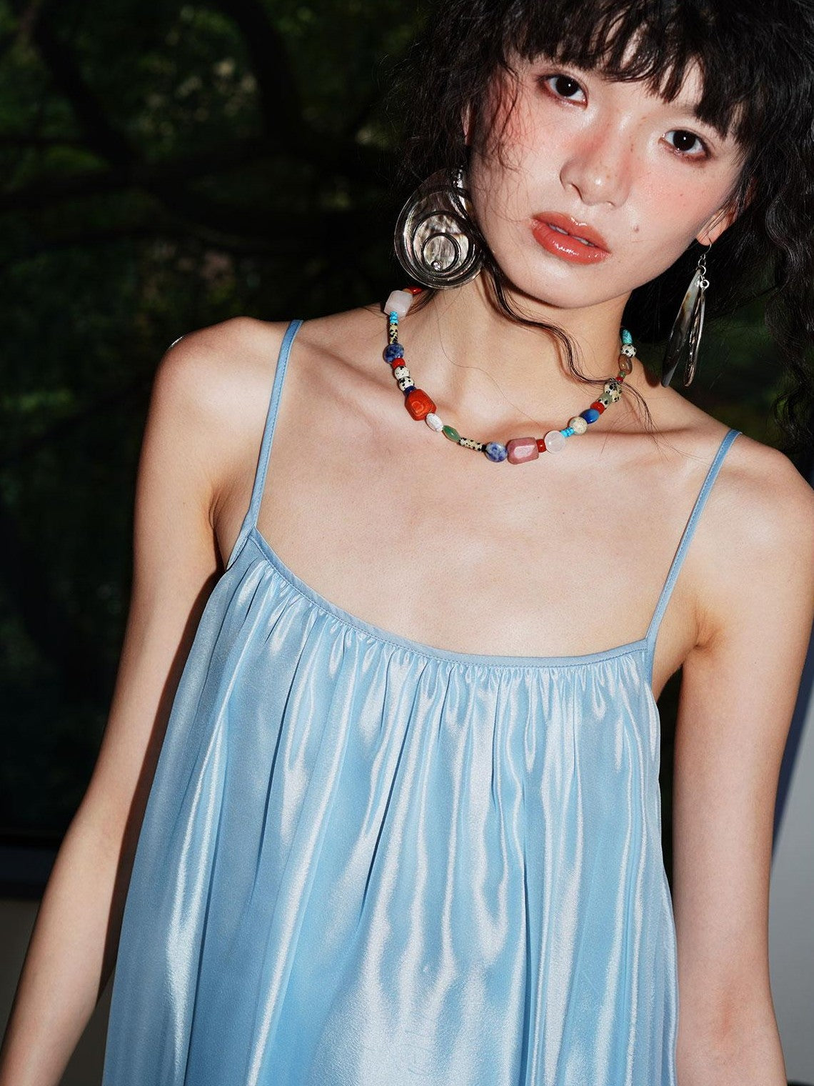 badtaste Flowing Pearlescent Strappy Puff Skirt Women's Tulle Slip Maxi Dresses