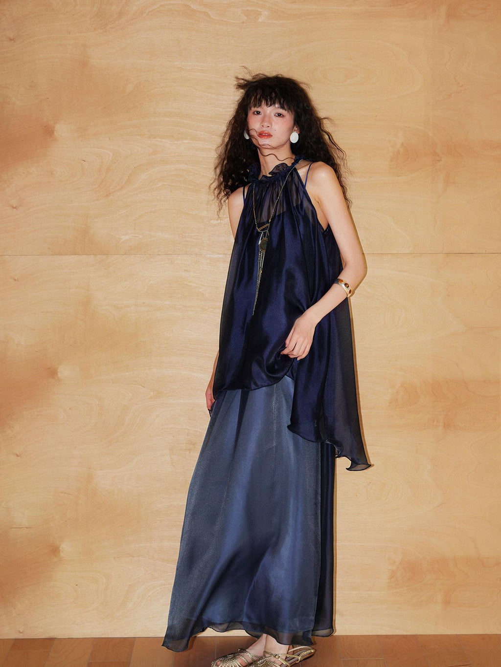 badtaste Flowing Pearlescent Strappy Puff Skirt Women's Tulle Slip Maxi Dresses