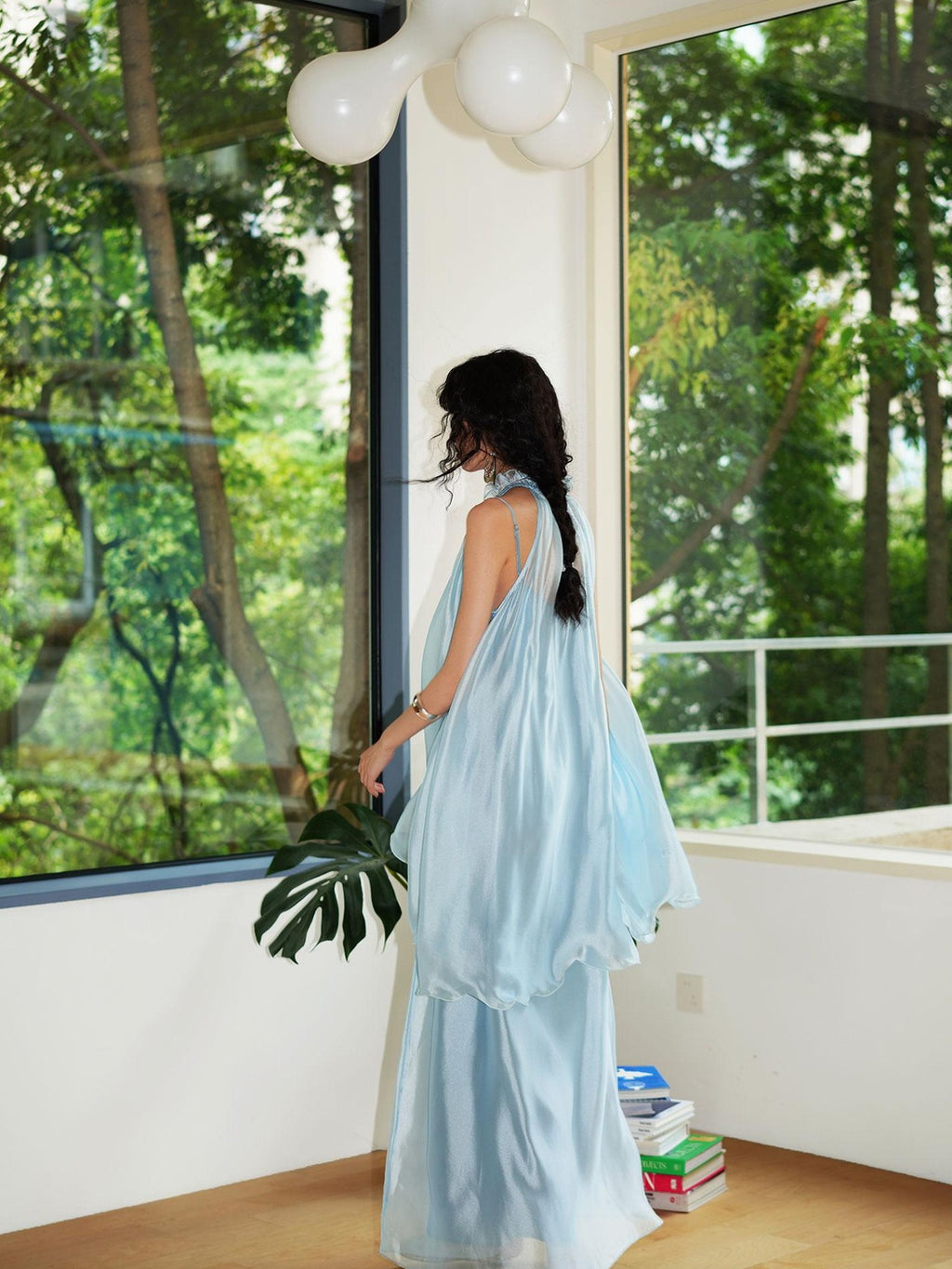 badtaste Flowing Pearlescent Strappy Puff Skirt Women's Tulle Slip Maxi Dresses