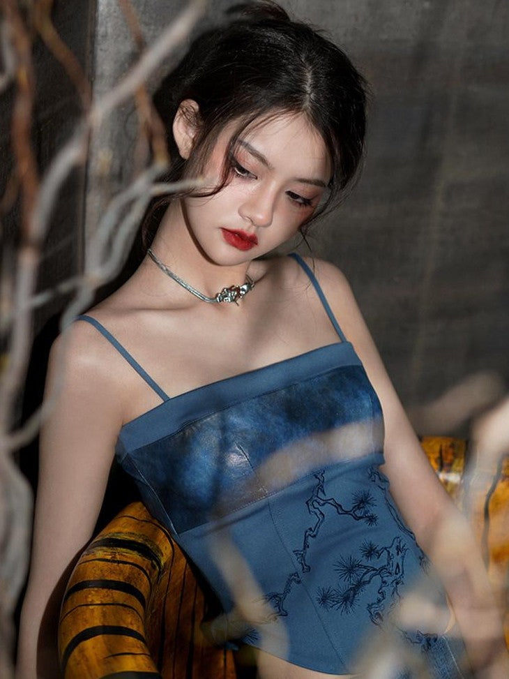 badtaste High Waist Slimming Embroidered Patchwork Neo Chinese Western Women's Camisoles