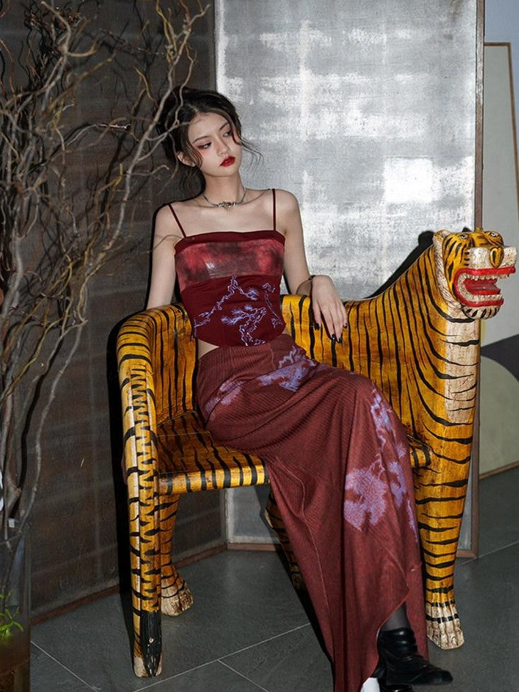 badtaste High Waist Slimming Embroidered Patchwork Neo Chinese Western Women's Camisoles