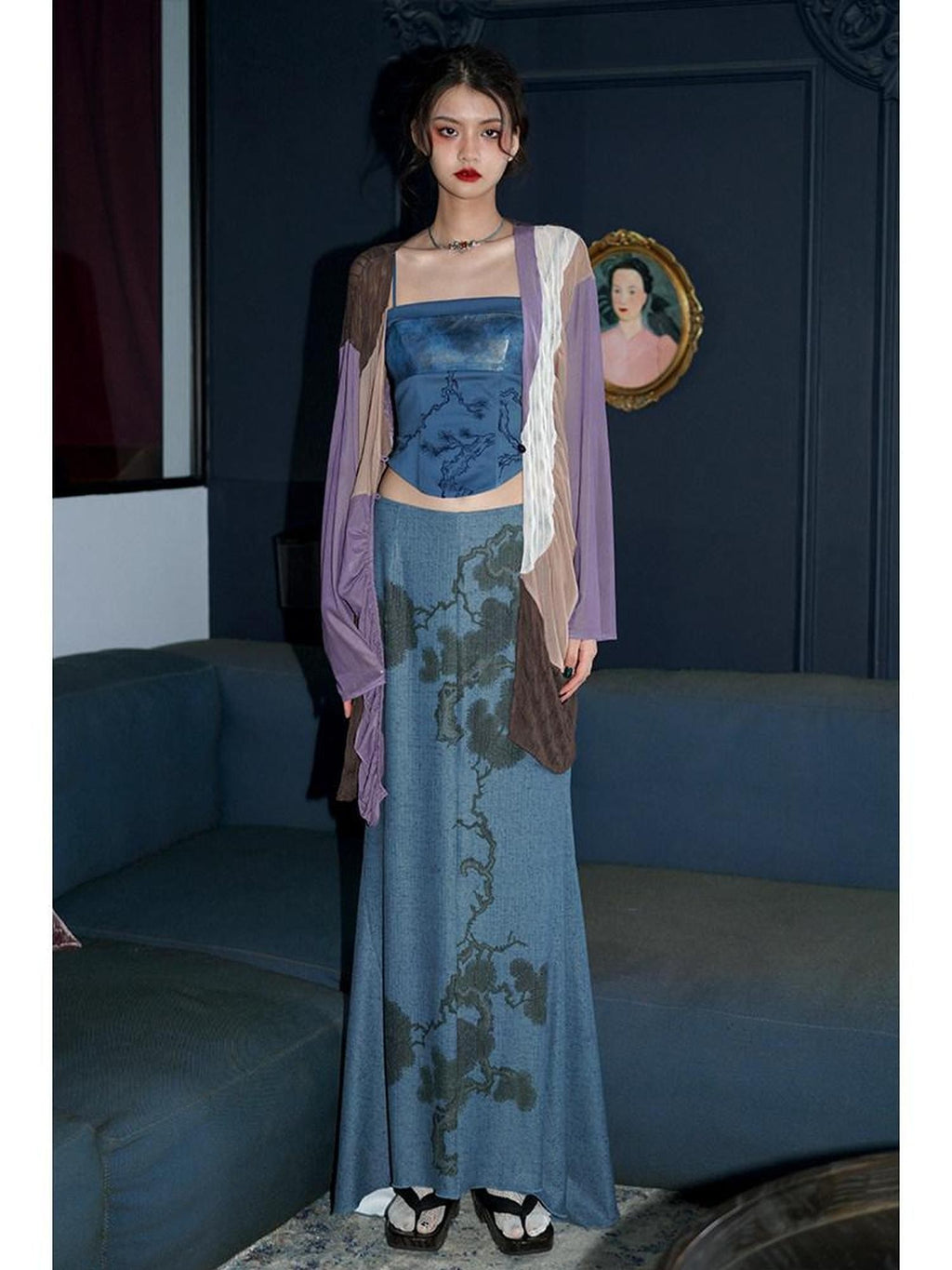 badtaste High Waist Slimming Embroidered Patchwork Neo Chinese Western Women's Camisoles