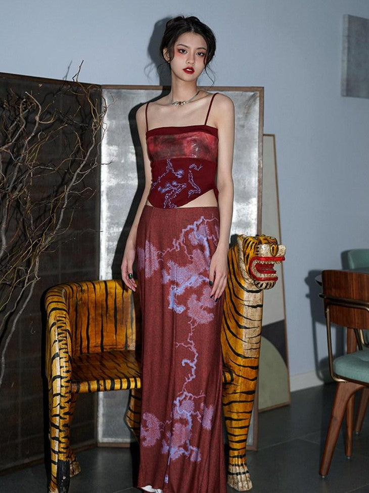 badtaste High Waist Slimming Embroidered Patchwork Neo Chinese Western Women's Camisoles